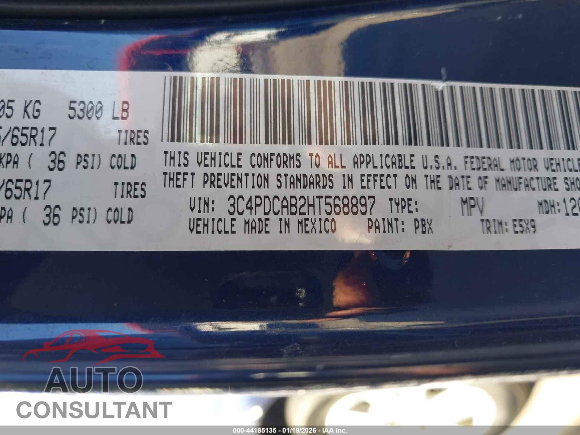 DODGE JOURNEY 2017 - 3C4PDCAB2HT568897