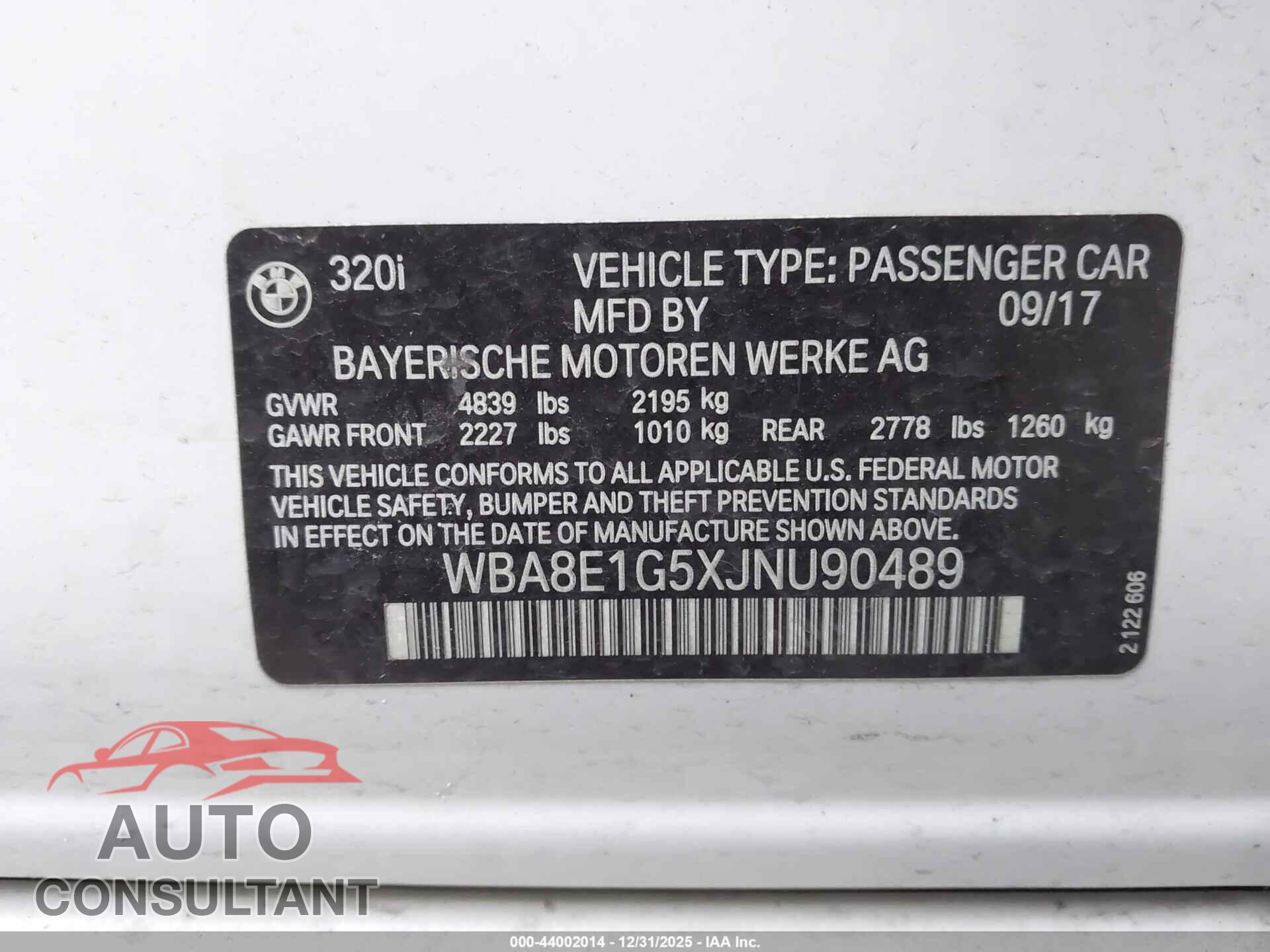 BMW 320I 2018 - WBA8E1G5XJNU90489