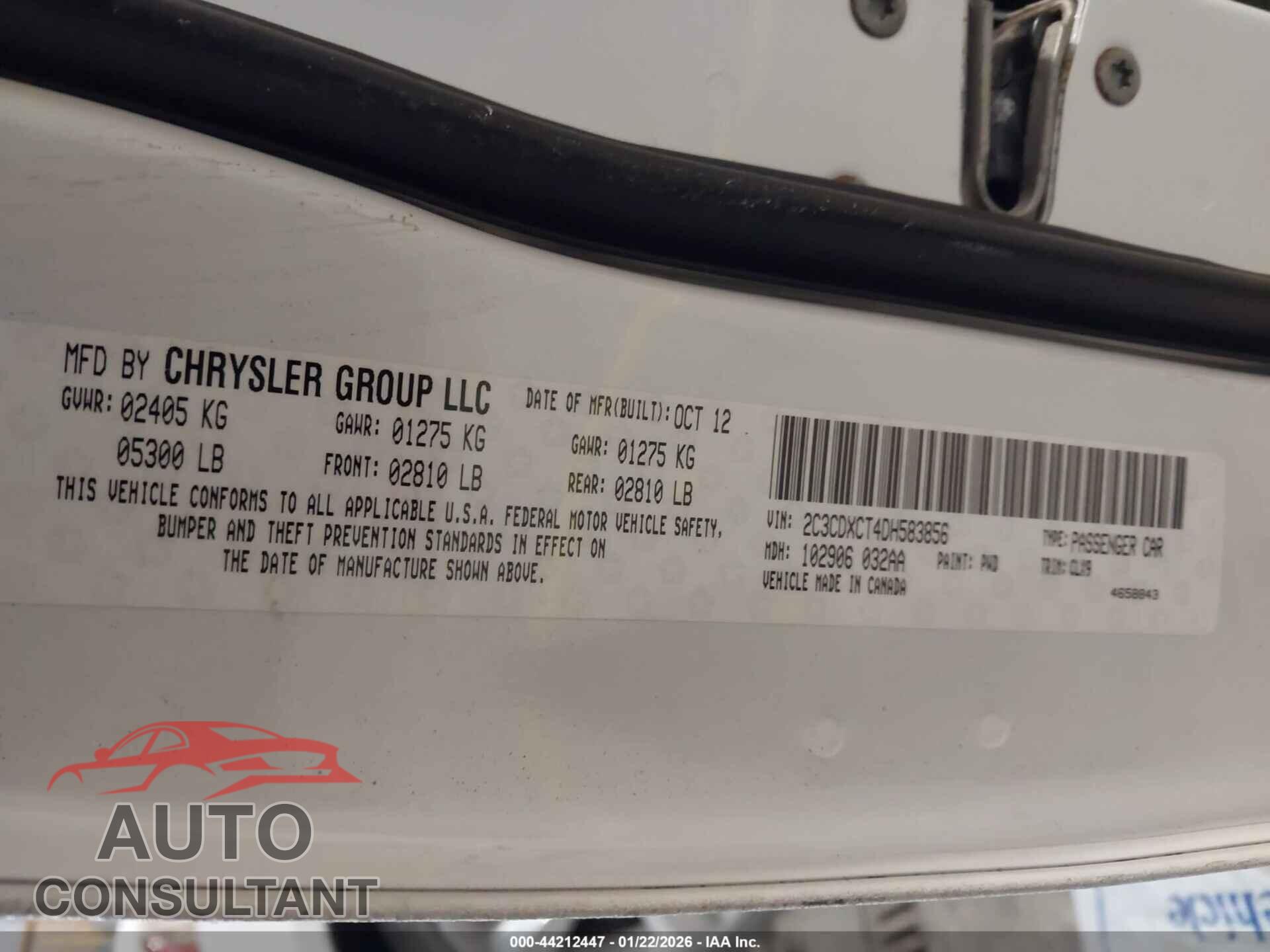 DODGE CHARGER 2013 - 2C3CDXCT4DH583856