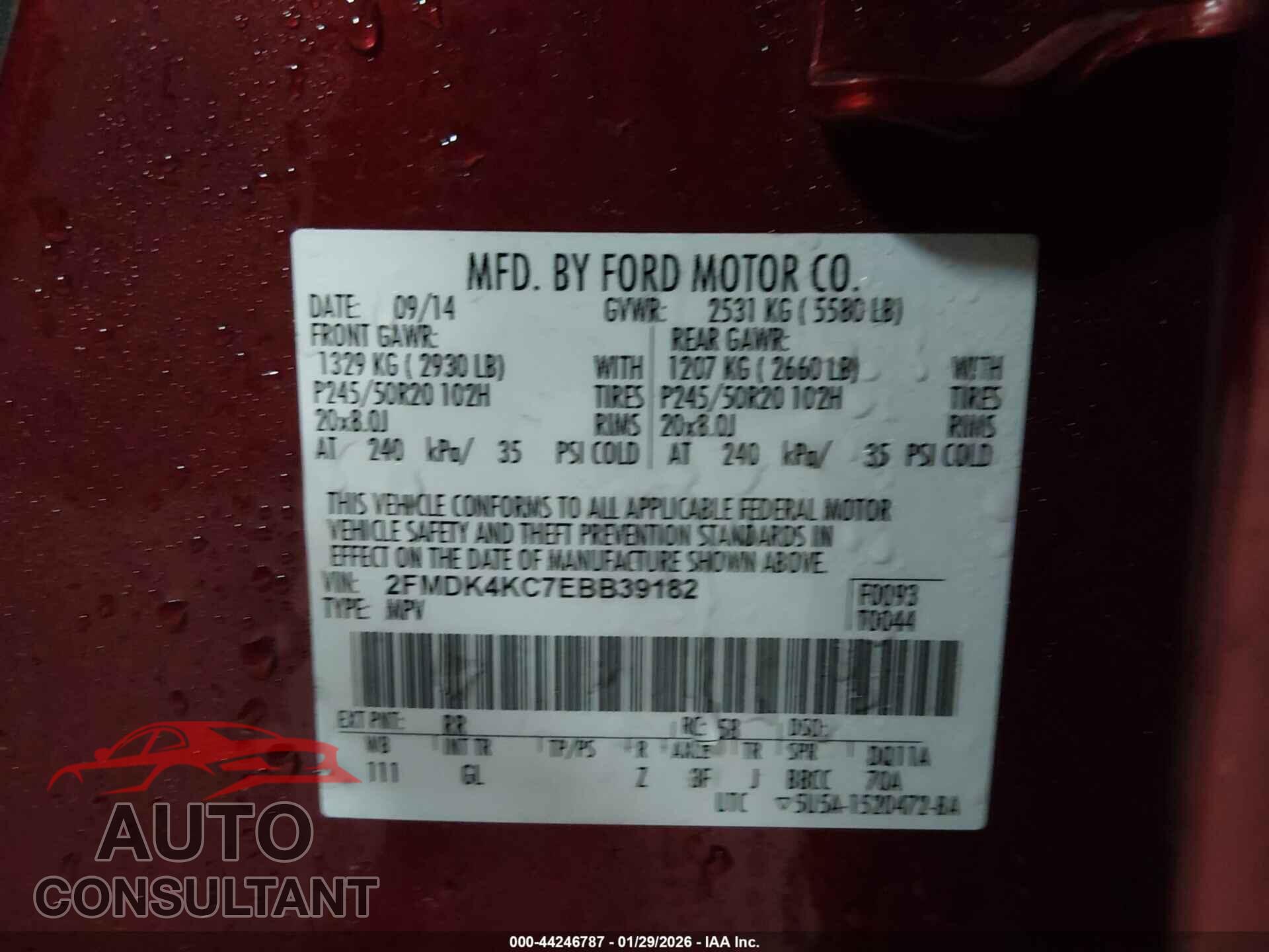 FORD EDGE 2014 - 2FMDK4KC7EBB39182