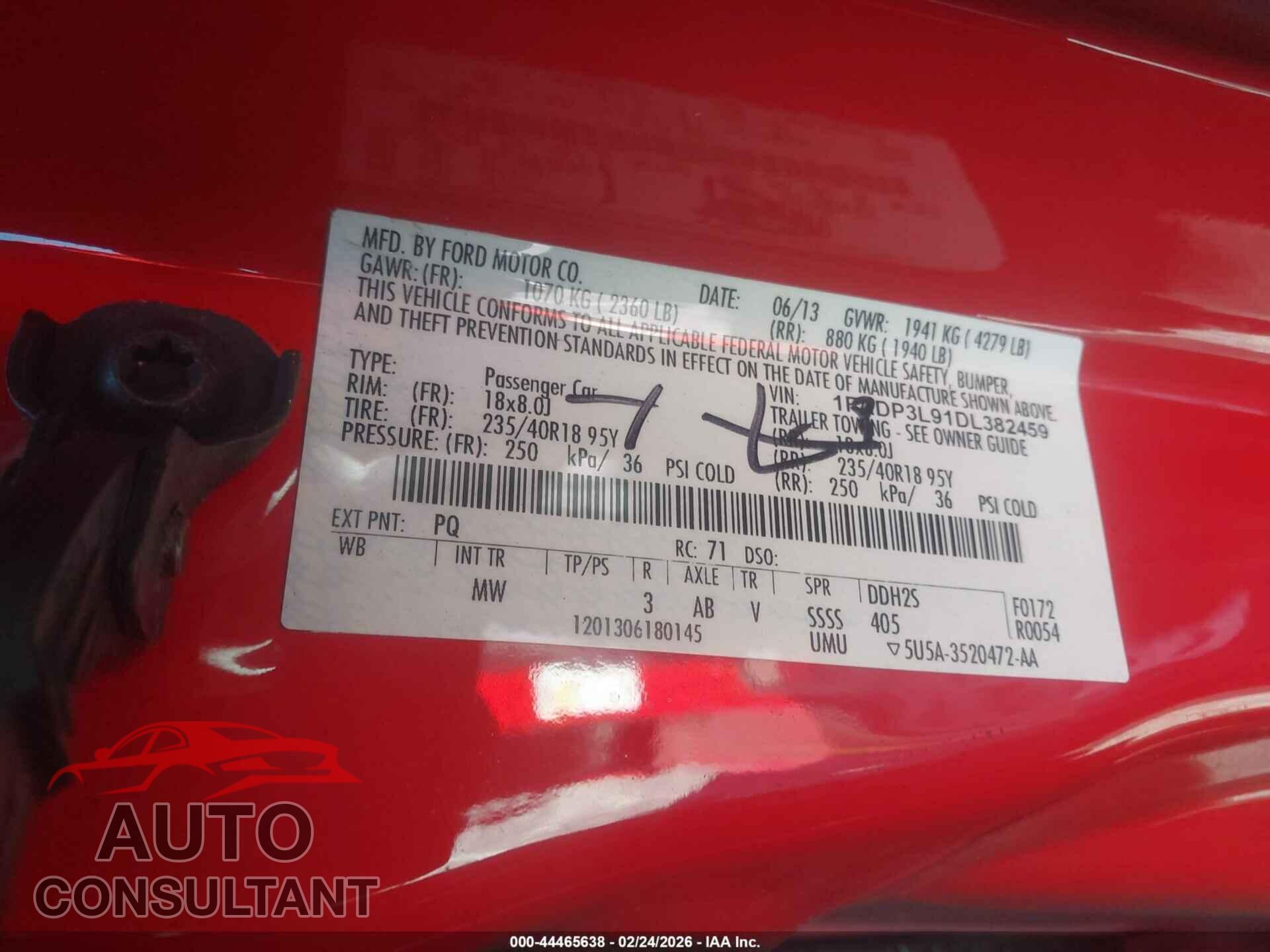 FORD FOCUS ST 2013 - 1FADP3L91DL382459