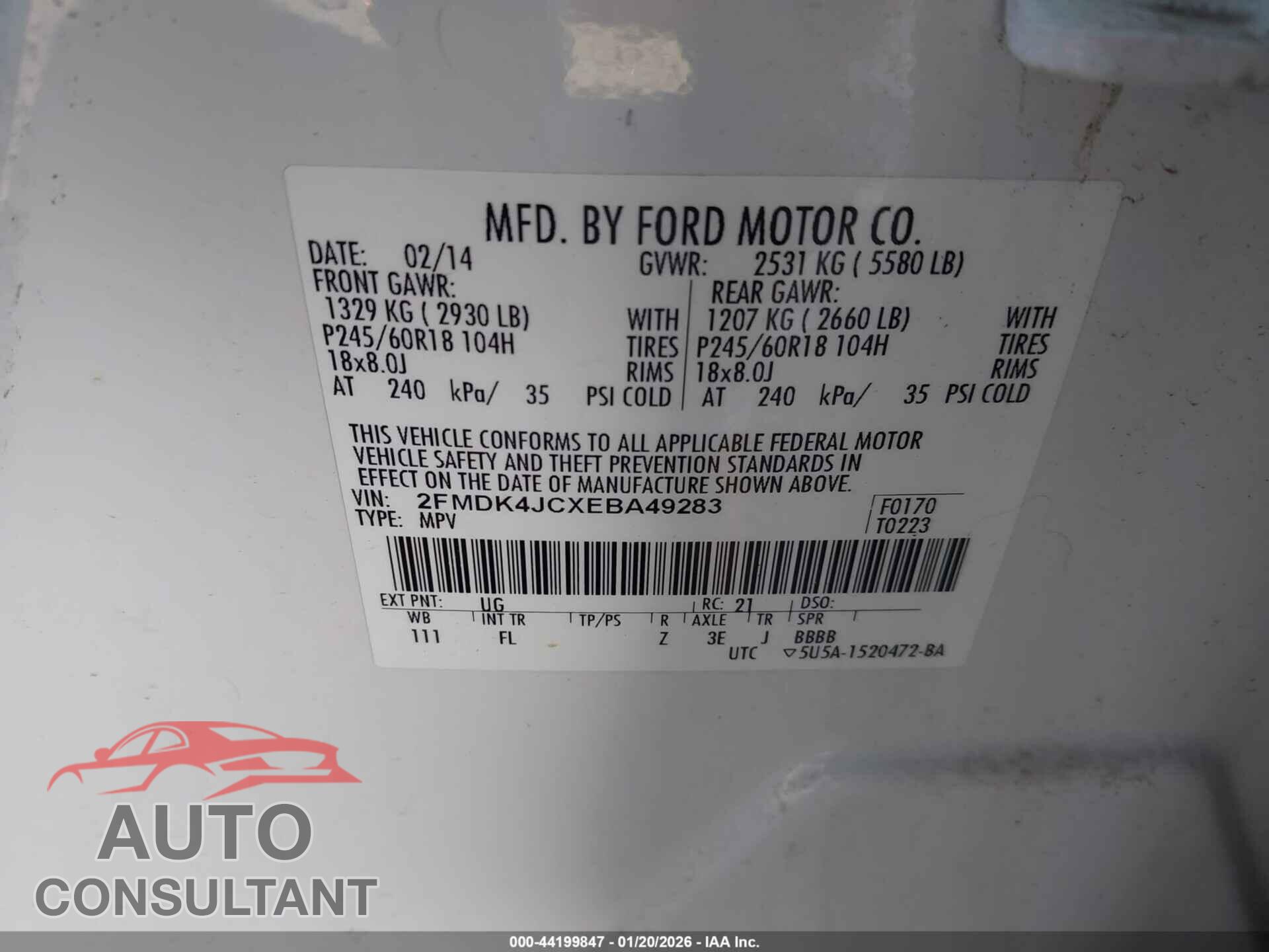 FORD EDGE 2014 - 2FMDK4JCXEBA49283