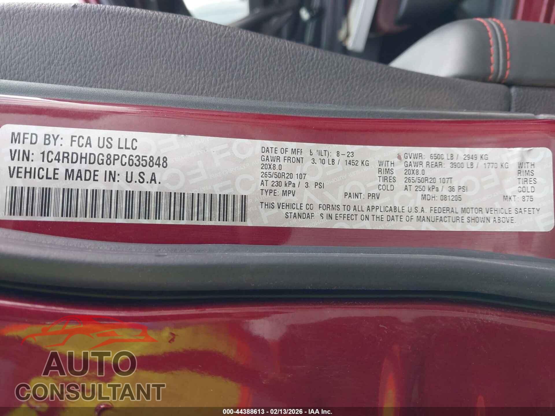 DODGE DURANGO 2023 - 1C4RDHDG8PC635848