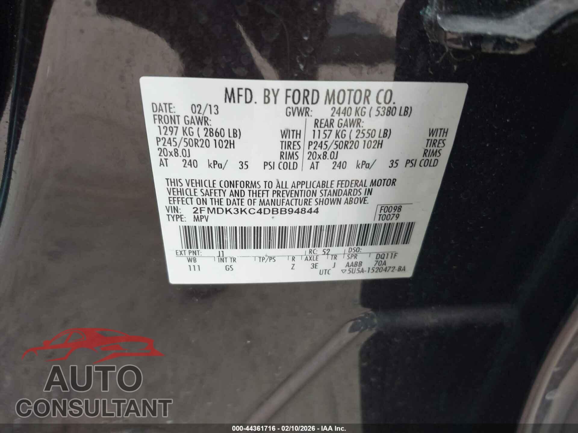 FORD EDGE 2013 - 2FMDK3KC4DBB94844