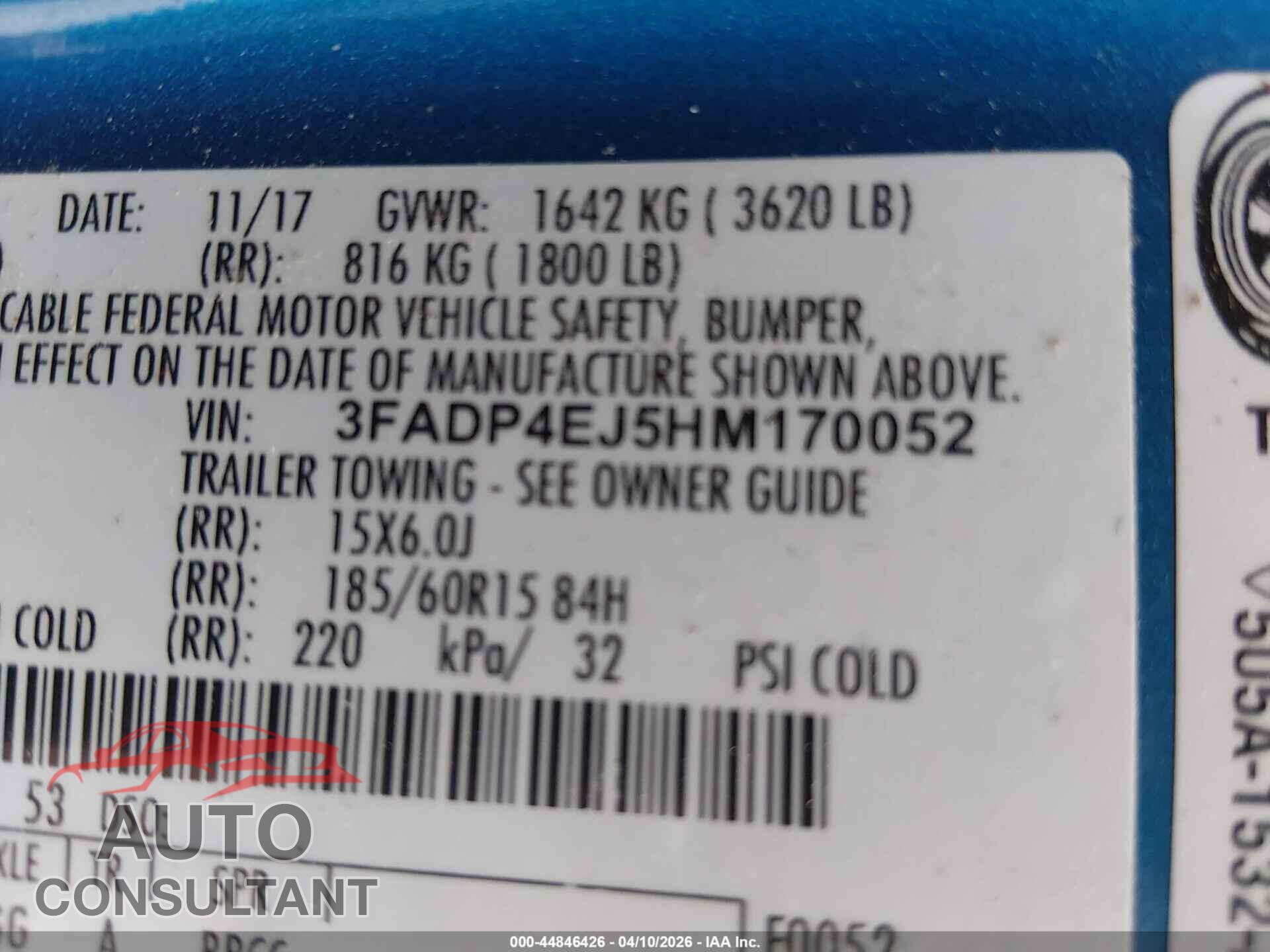 FORD FIESTA 2017 - 3FADP4EJ5HM170052