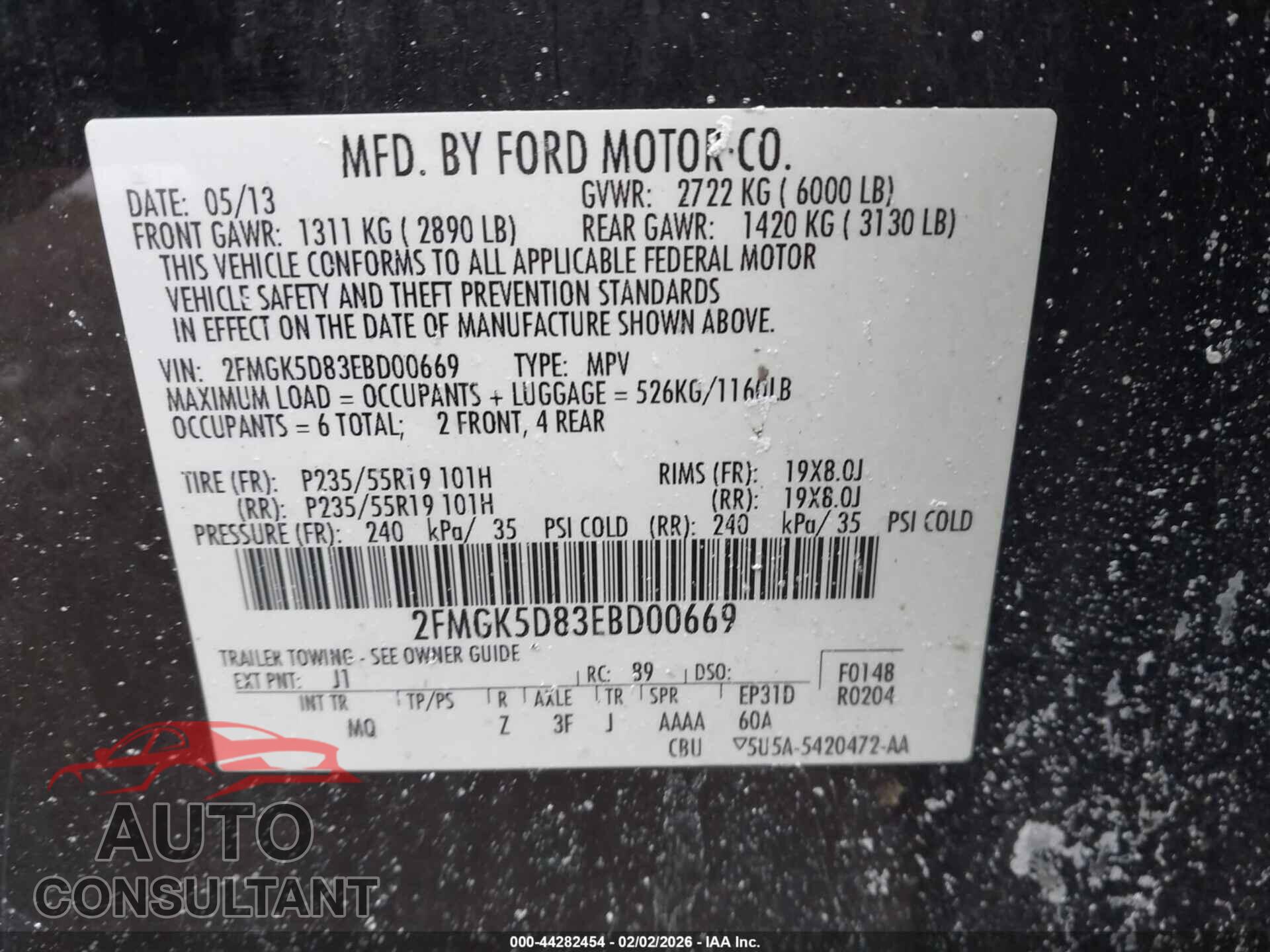 FORD FLEX 2014 - 2FMGK5D83EBD00669