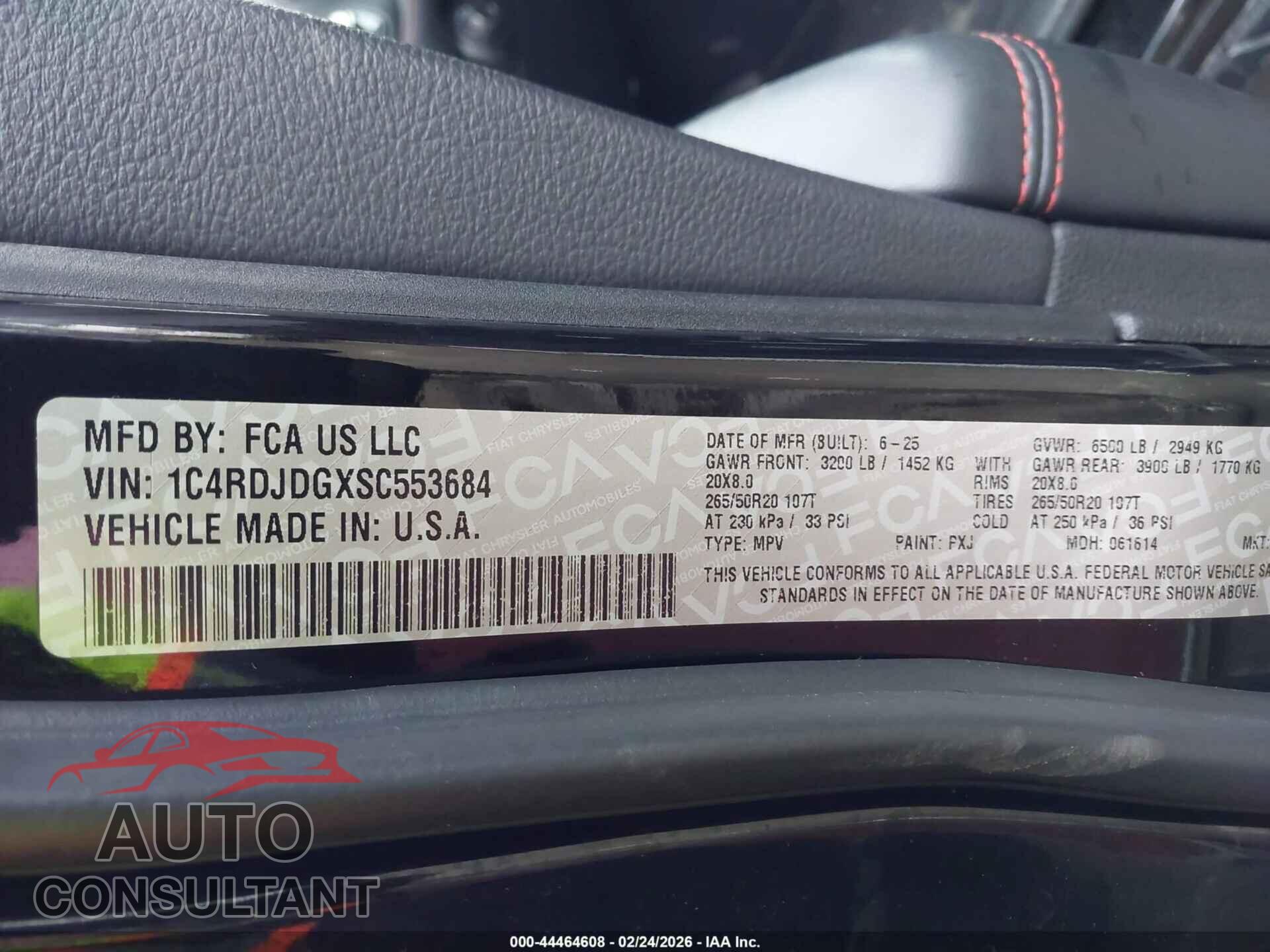 DODGE DURANGO 2025 - 1C4RDJDGXSC553684