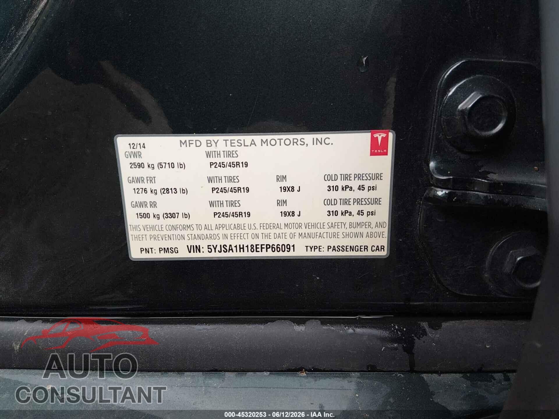 TESLA MODEL S 2014 - 5YJSA1H18EFP66091