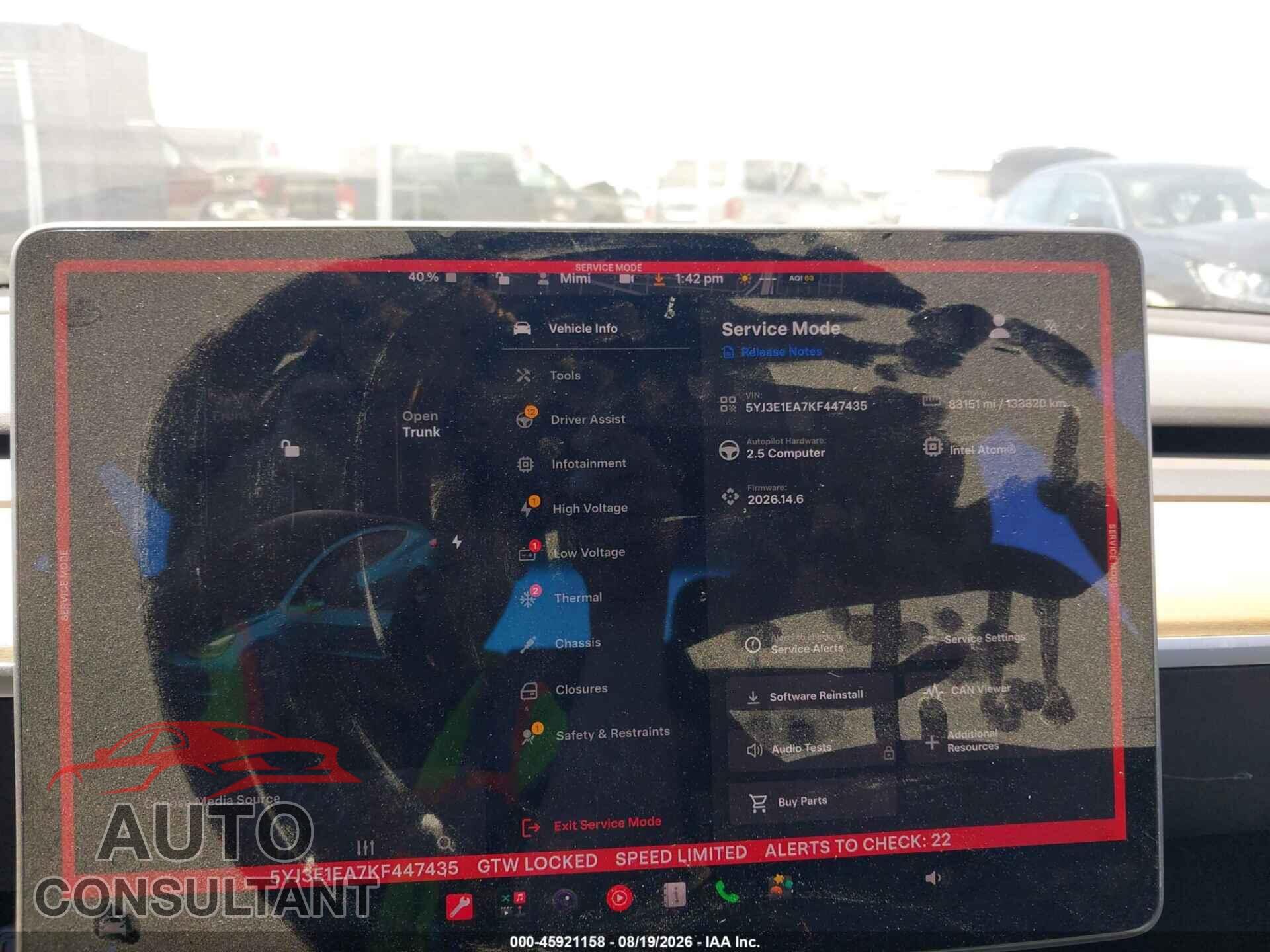 TESLA MODEL 3 2019 - 5YJ3E1EA7KF447435