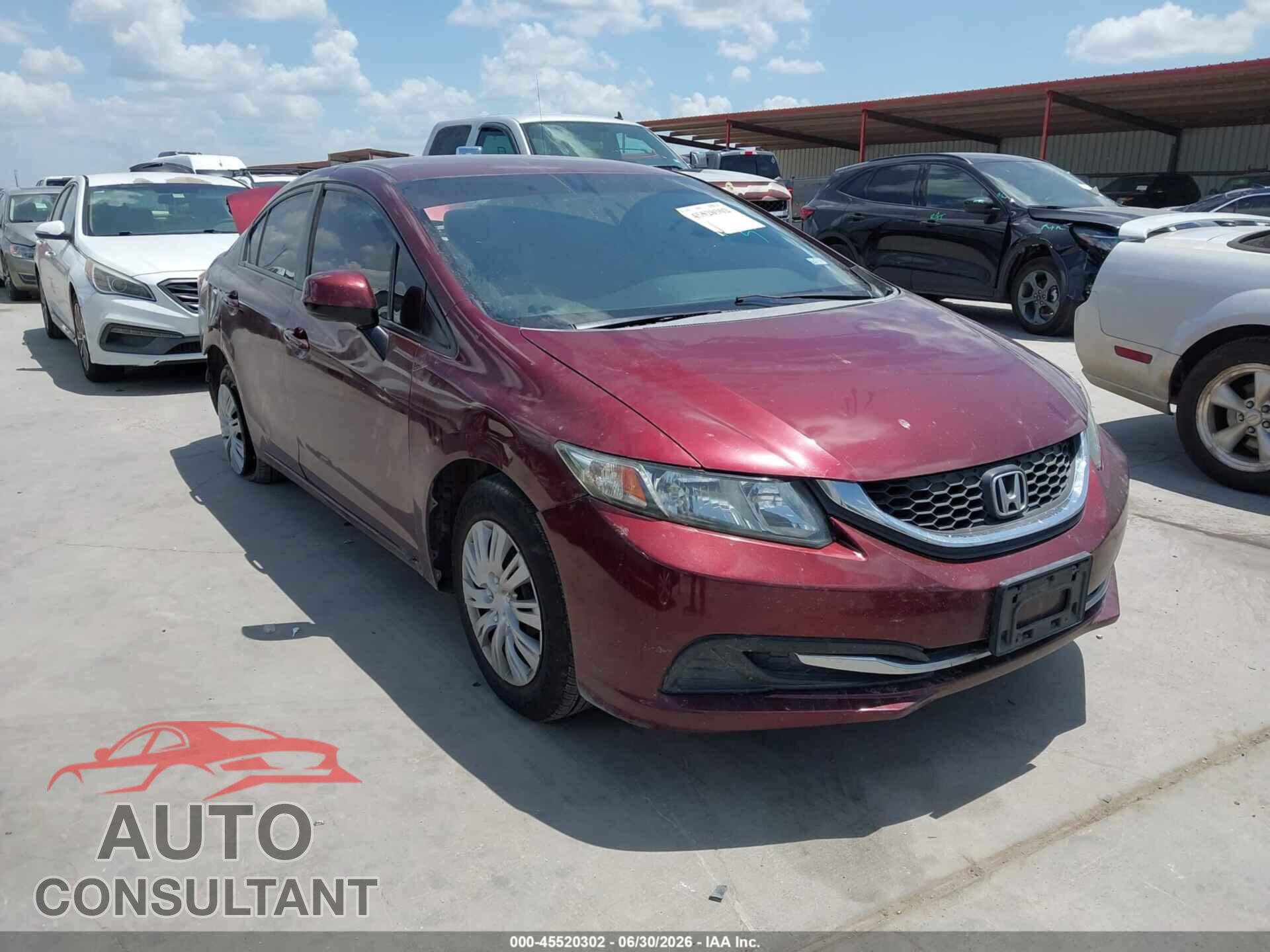 HONDA CIVIC 2013 - 2HGFB2F54DH593187