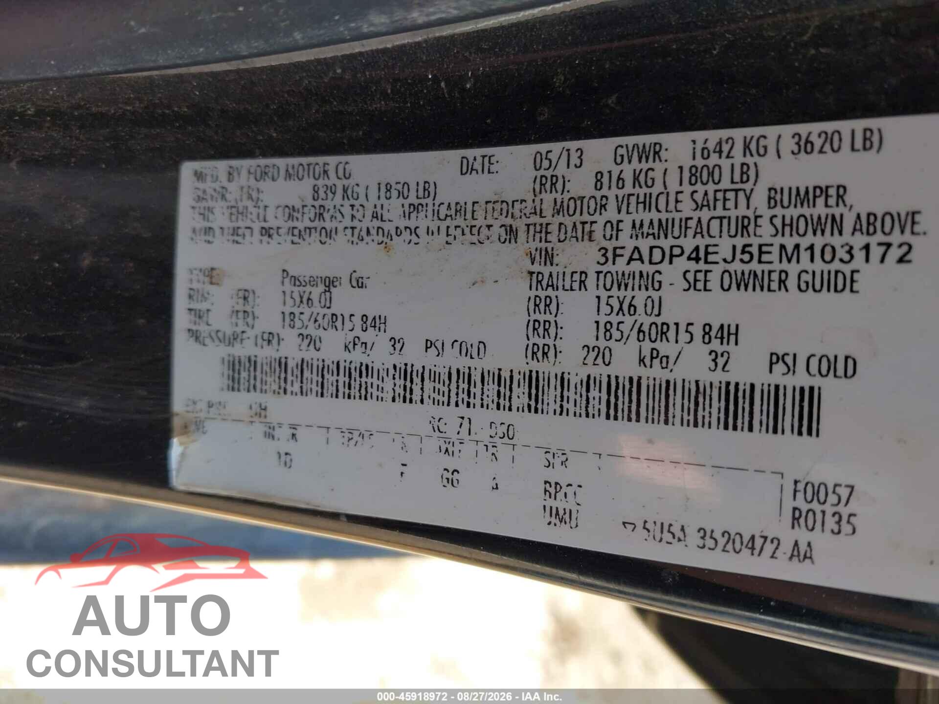 FORD FIESTA 2014 - 3FADP4EJ5EM103172