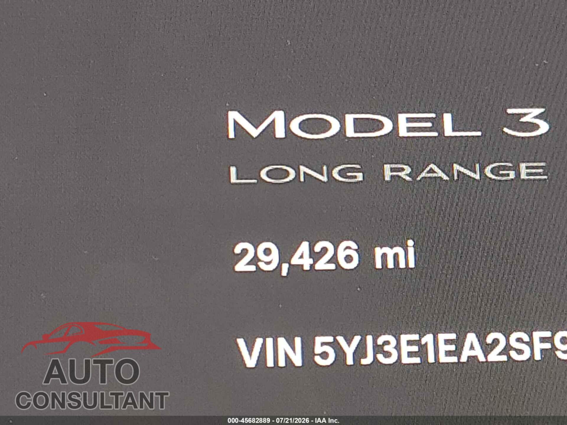 TESLA MODEL 3 2025 - 5YJ3E1EA2SF936423