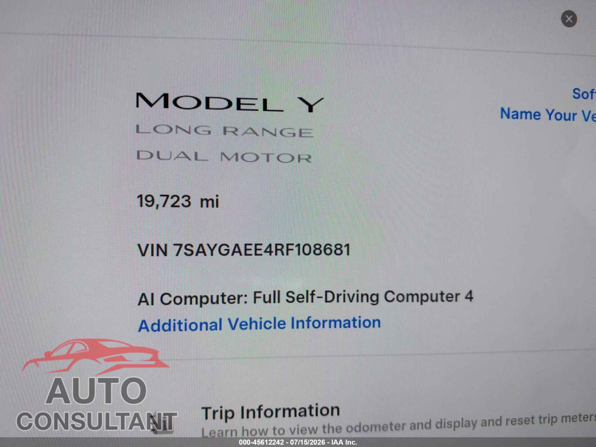TESLA MODEL Y 2024 - 7SAYGAEE4RF108681