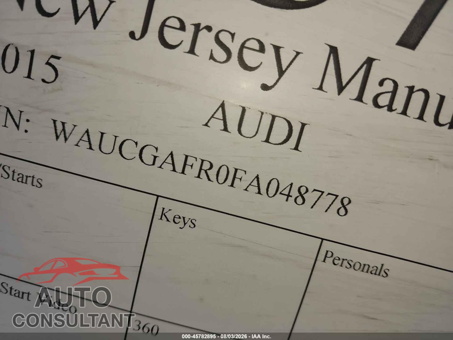 AUDI S5 2015 - WAUCGAFR0FA048778