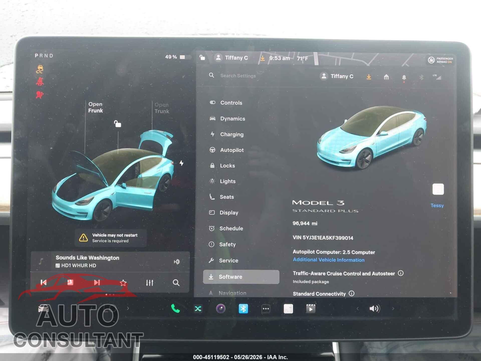 TESLA MODEL 3 2019 - 5YJ3E1EA5KF399014