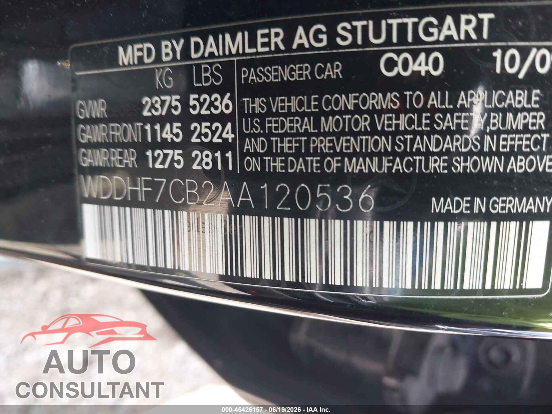 MERCEDES-BENZ E 550 2010 - WDDHF7CB2AA120536