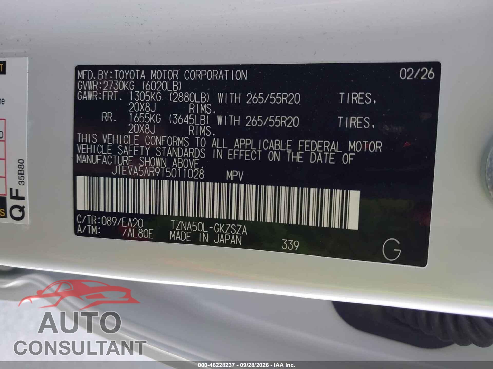 TOYOTA 4RUNNER 2026 - JTEVA5AR9T5011028