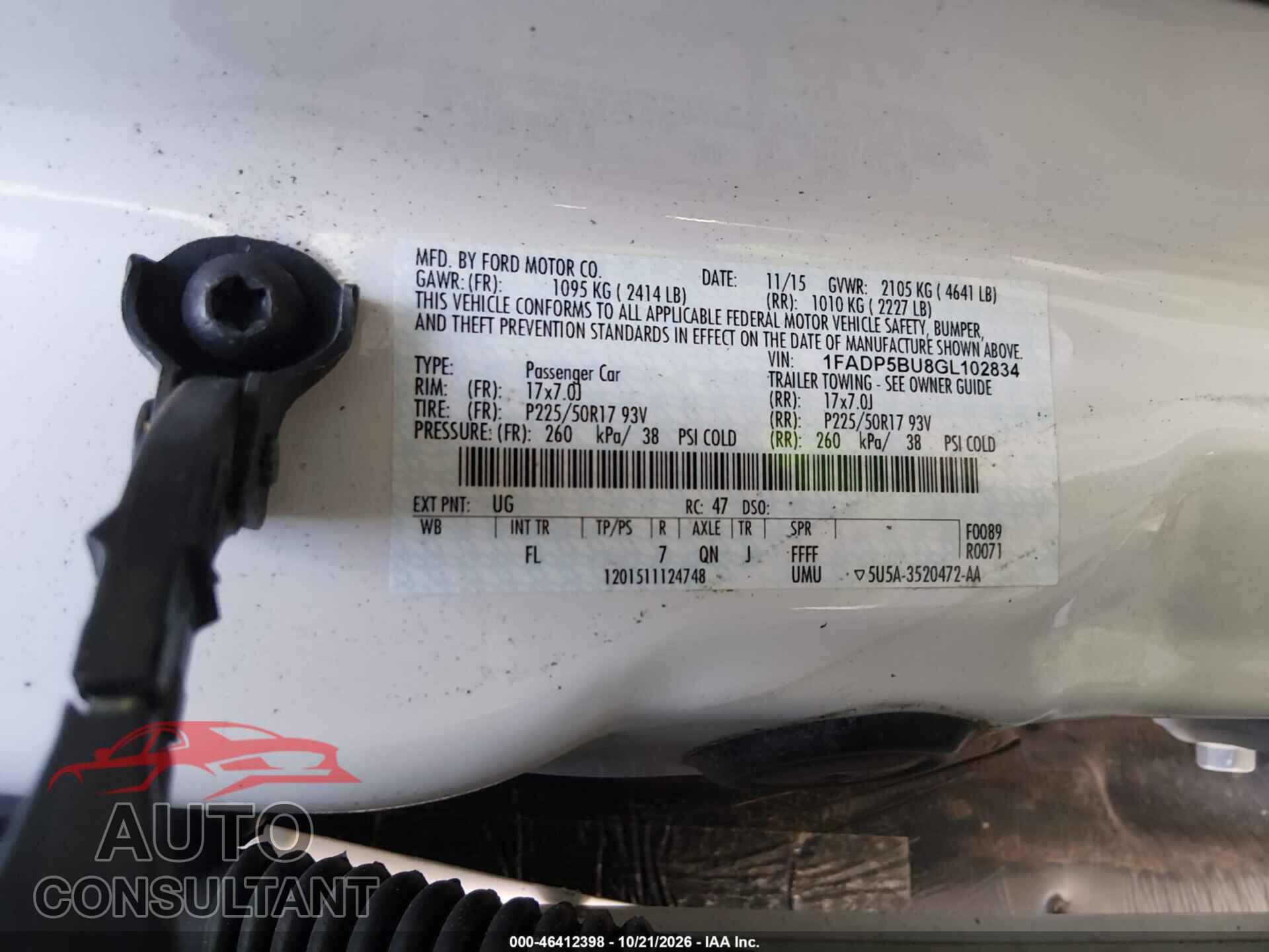 FORD C-MAX HYBRID 2016 - 1FADP5BU8GL102834