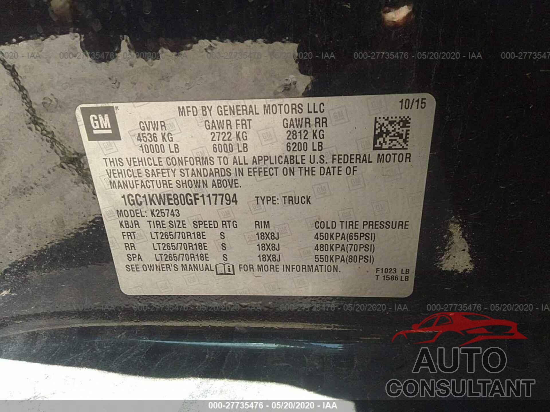 Chevrolet Silverado 2016 - 1GC1KWE80GF117794
