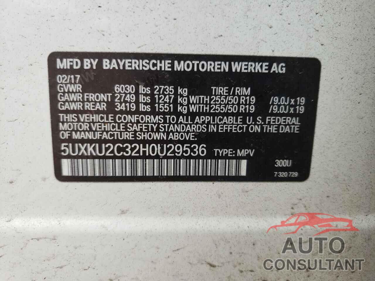 BMW X6 2017 - 5UXKU2C32H0U29536