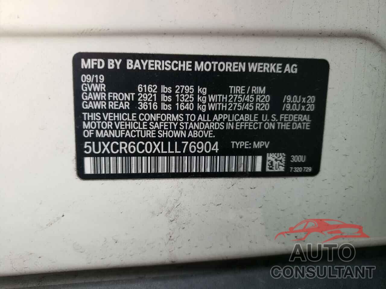 BMW X5 2020 - 5UXCR6C0XLLL76904