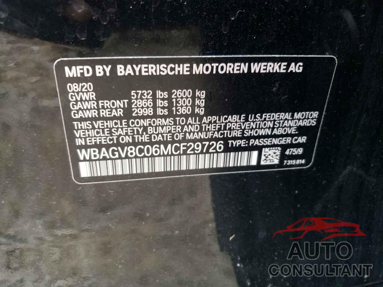BMW M8 2021 - WBAGV8C06MCF29726